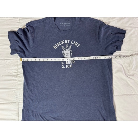Funny Retro Bucket List Life Is Good T-Shirt Tee Size XL Blue Soft Cotton EUC - Picture 5 of 7